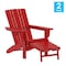 Flash Furniture Red Adirondack Chairs with Ottoman-Cupholder, 2PK 2-LE-HMP-1045-110-RD-GG - alternate 3